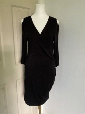 Black cold shoulder V-neck dress